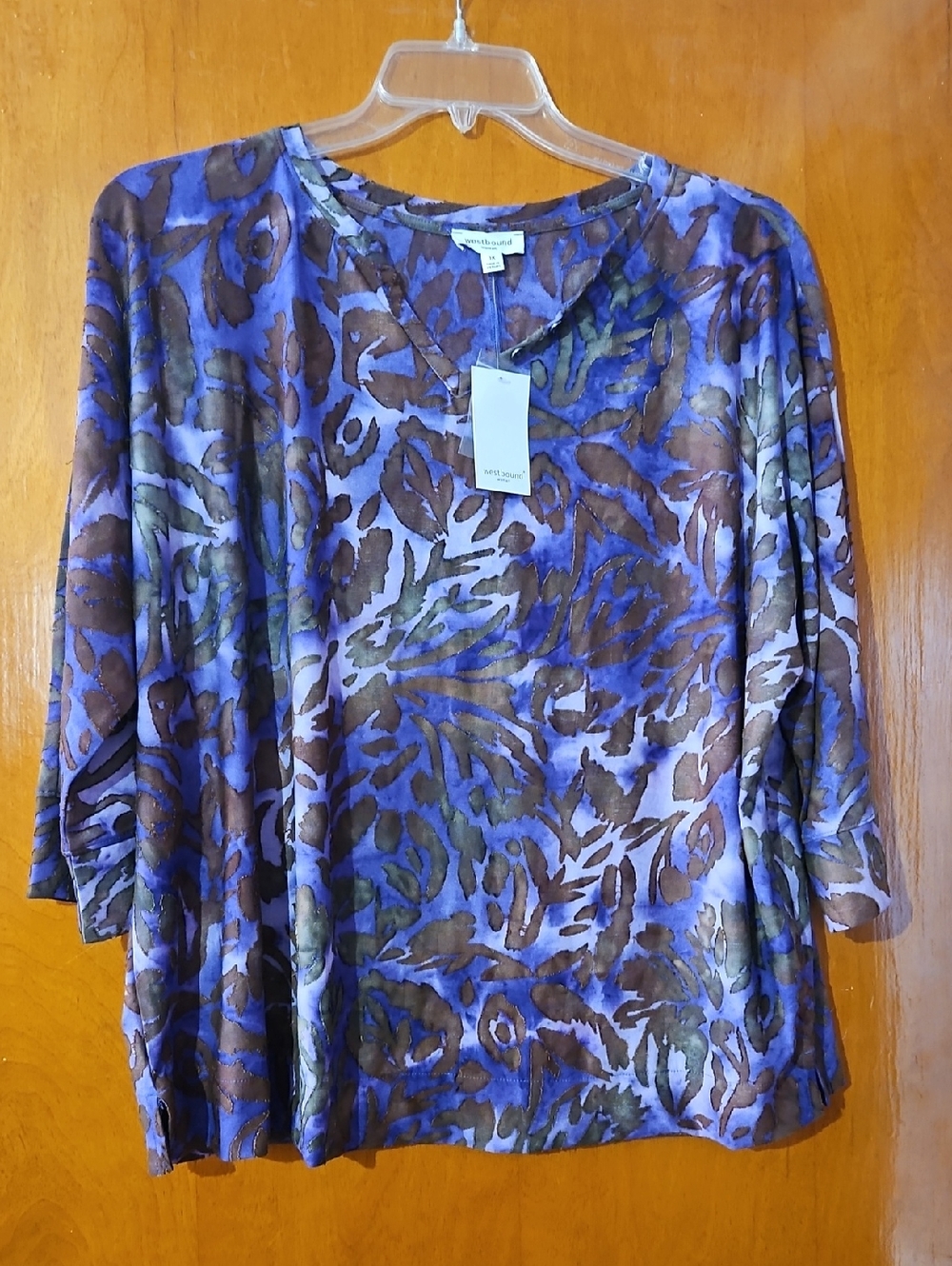 Westbound Purple and Brown Printed V-Neck Tunic